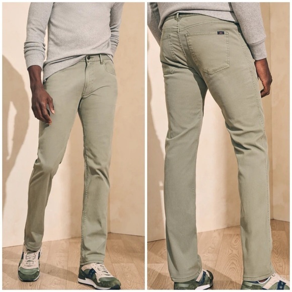 Faherty Pants Mens Comfort Twill 5-Pocket 2.0 Slim Straight Surplus Green Sz 40 - Picture 1 of 12